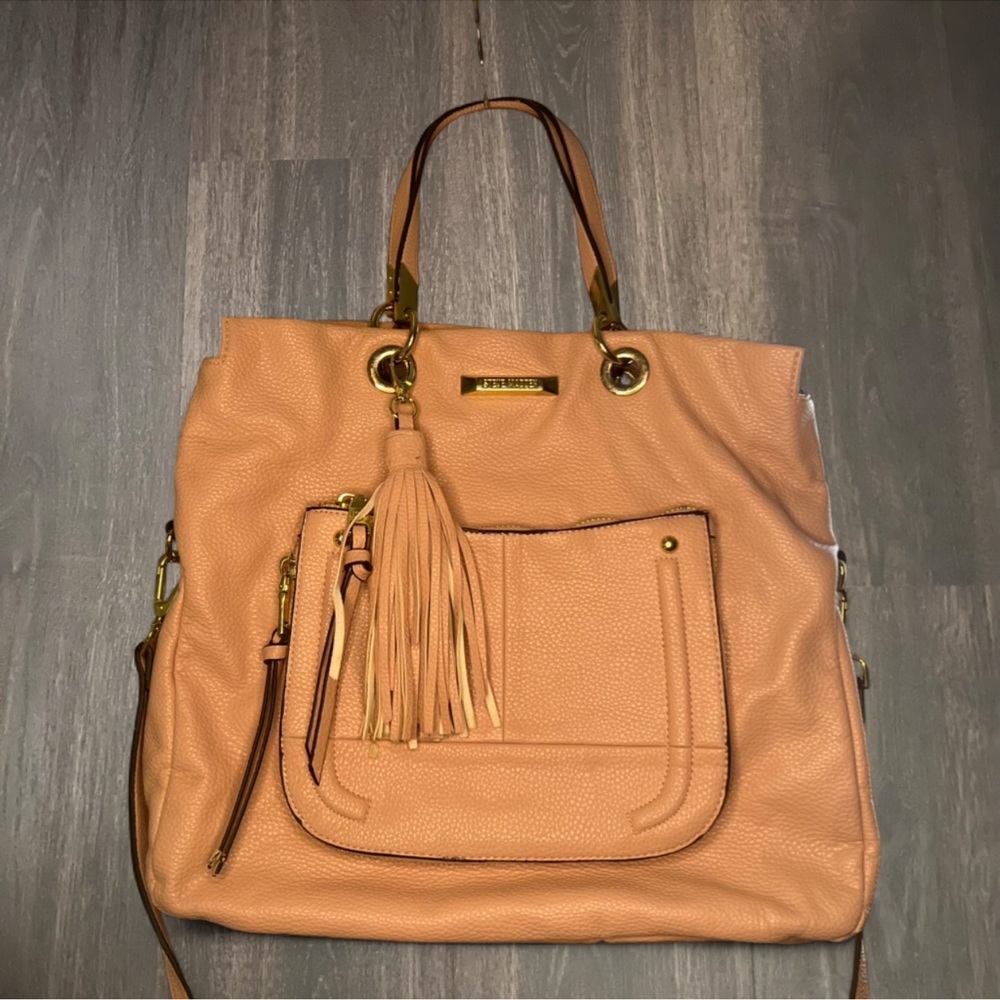 Steve Madden Blush Pink Leather Tote Shoulder Bag w/‎ Tassel